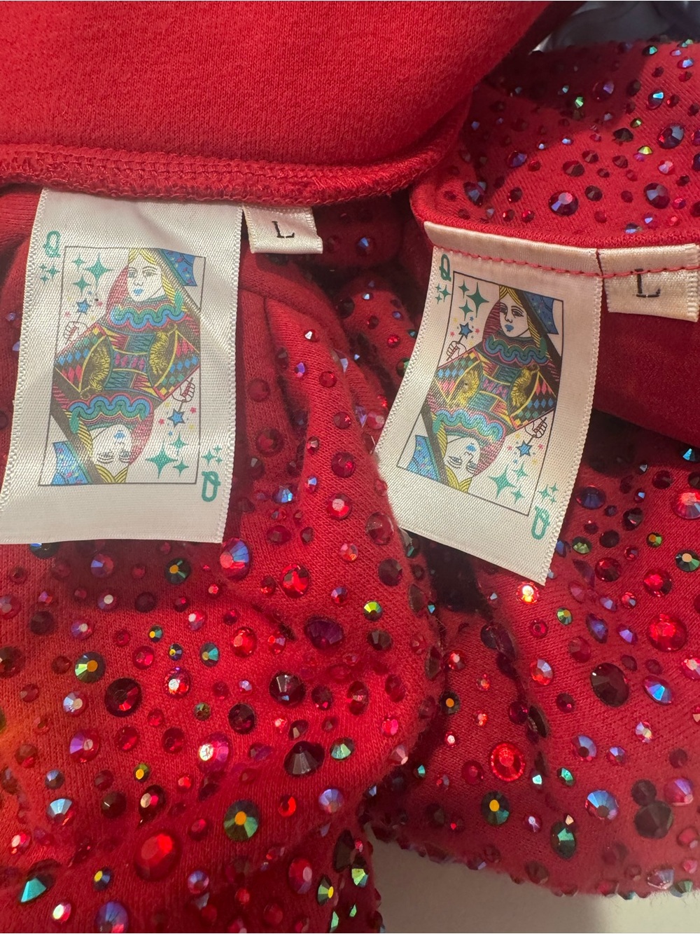 QUEEN OF SPARKLES Red Full Rhinestone Puff-Sleeve Skirt Set - Picture 11 of 12